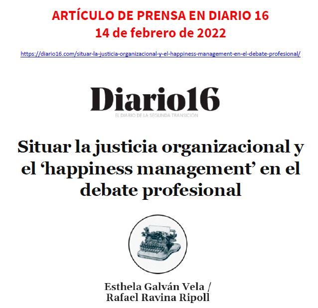 Justicia organizacional y happiness management de Rafael Ravina