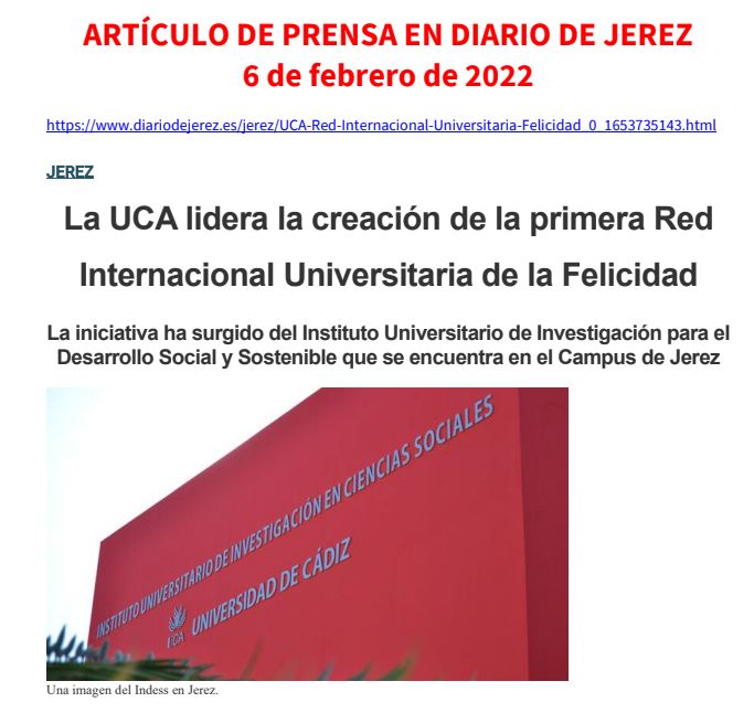 La UCA lidera la creación de la primera Red Internacional Universitaria de la Felicidad