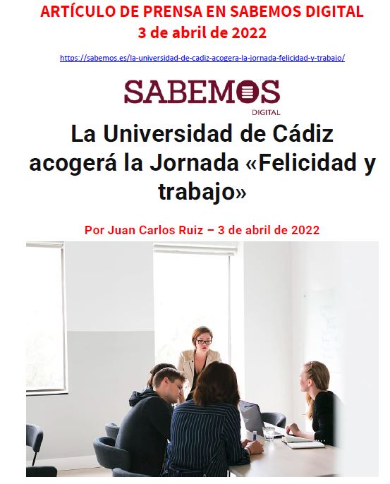 La Universidad de Cádiz acogerá la Jornada «Felicidad y trabajo»