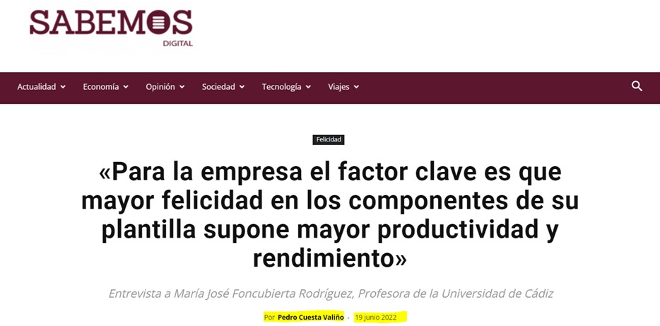 Para la empresa el factor clave es que mayor felicidad en los componentes de su plantilla supone mayor productividad y rendimiento