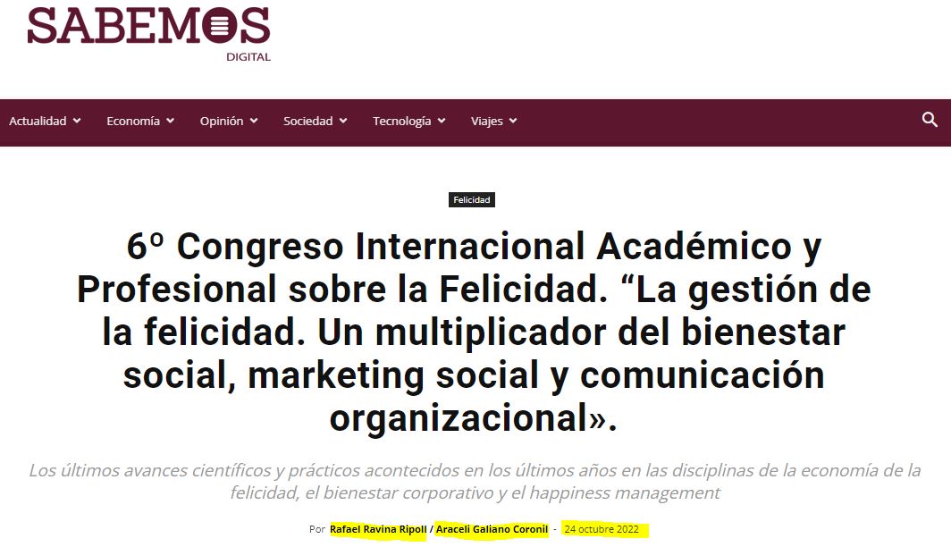 6 Congreso Internacional Académico y Profesional sobre la Felicidad